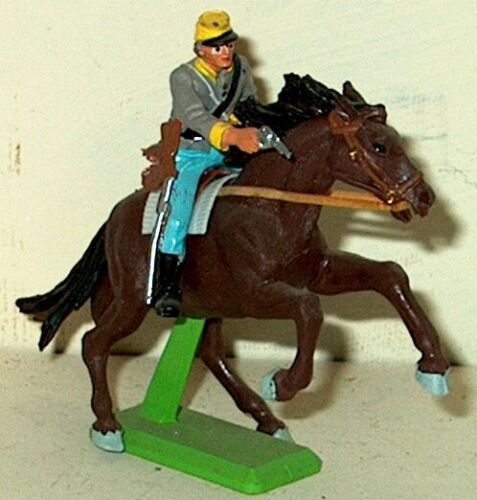 CIVIL WAR CONFEDERATE CAVALRY TROOPER FIRING PISTOL 54MM BRITAIN DETAIL 1971