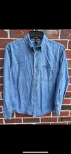 Harriton Mens Long Sleeve Button Down Medium Denim Shirt A-5