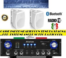 IMPIANTO AUDIO PER ESTERNO FILODIFFUSIONE LOCALI 2 CASSE+AMPLIFICATORE BLUETOOTH