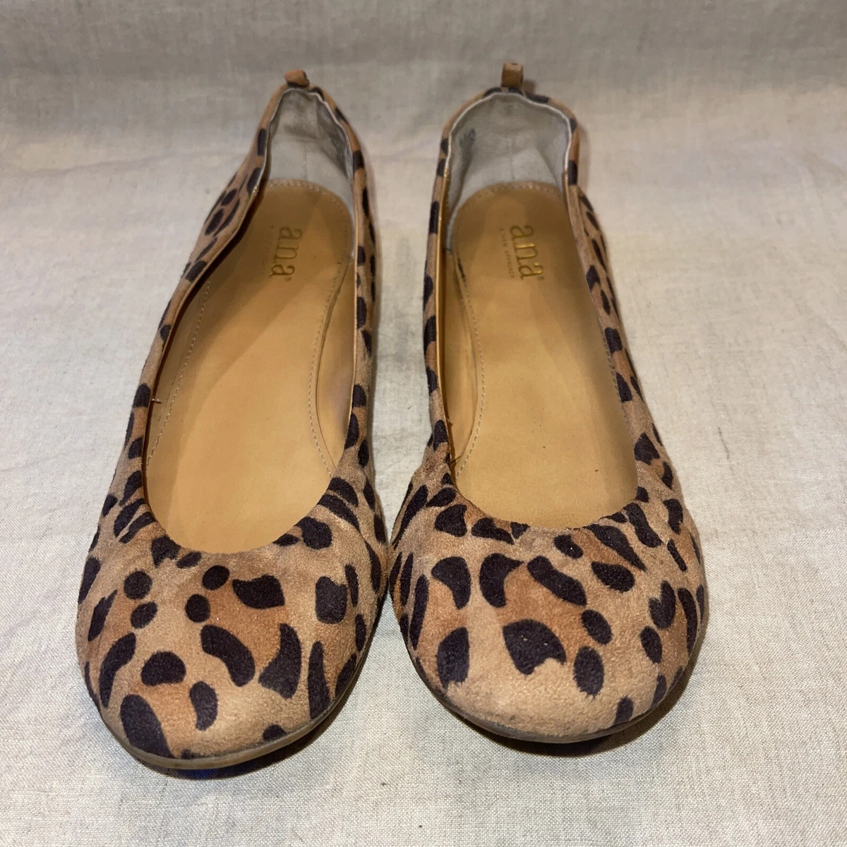 Anna leopard print faux suede slip on flat shoes Size 9 eBay