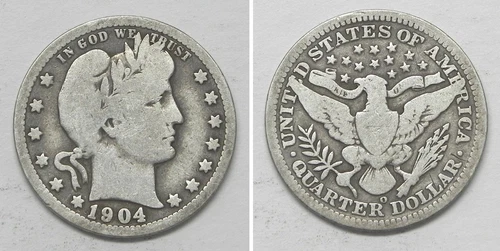X6351  1904-O Barber Quarter 25c, VG