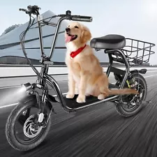 Peak 819W Electric Scooter with Seat & Basket for Adults Foldable Electric Bike