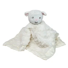 KIDSLINE BABY WHITE LAMB SECURITY BLANKET STUFFED ANIMAL PLUSH SOFT LOVEY