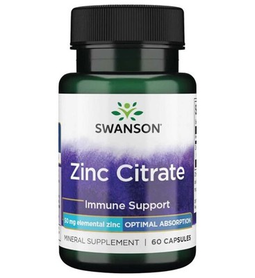 Swanson Zinc Citrate 50mg 60 Capsules