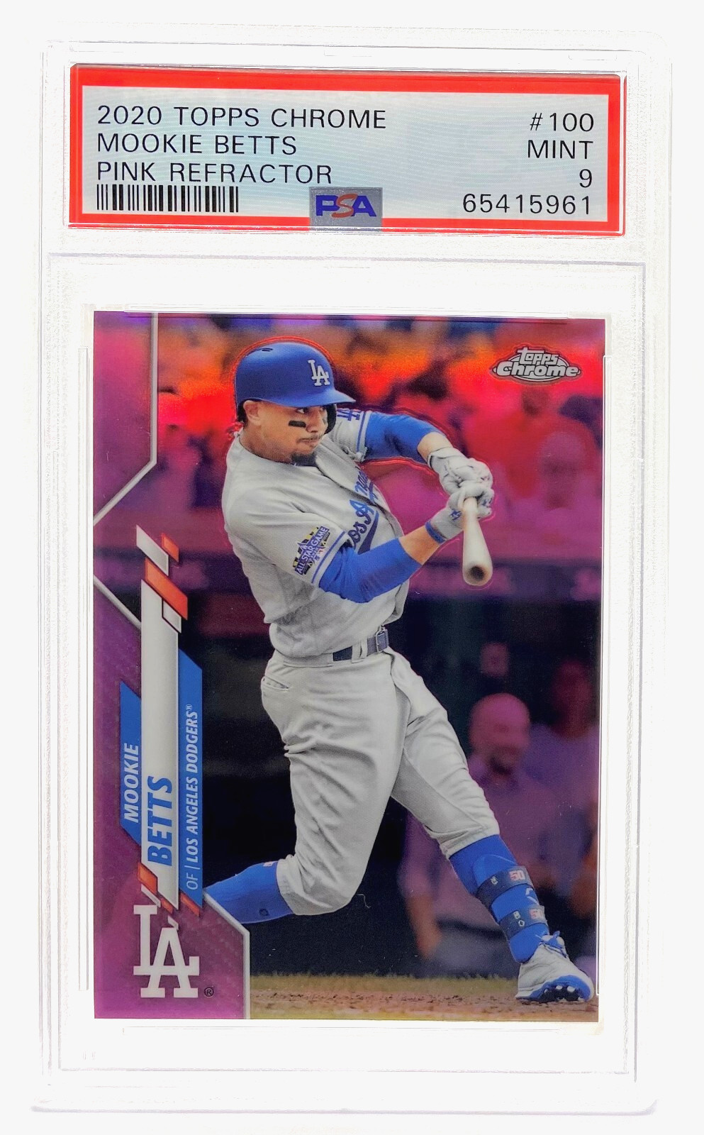 2020 Topps Chrome MOOKIE BETTS Pink Refractor PSA 9 MINT Dodgers #100