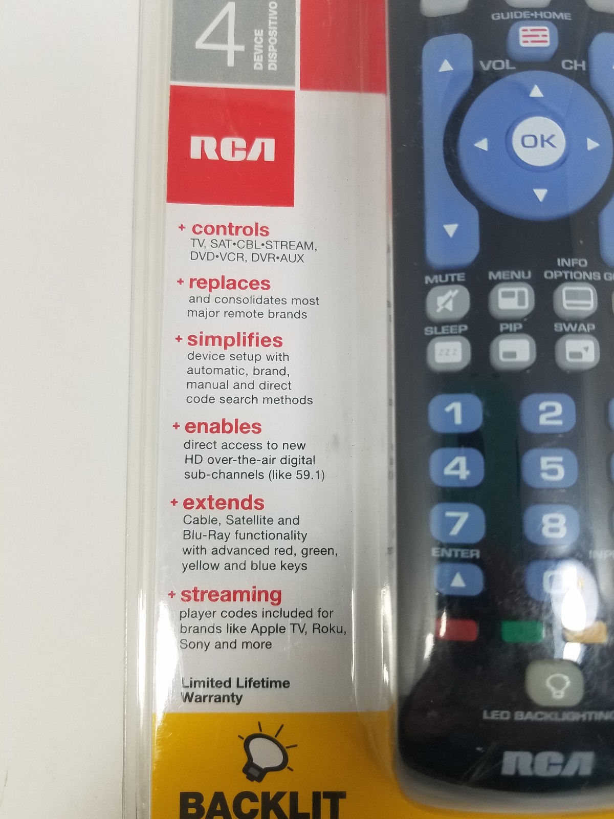 Buy RCA Original Genuine Rcrn04gr Universal Remote Control With Backlit  Keypad online | eBay