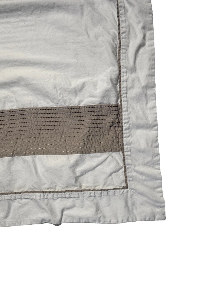 Hotel Collection Pair Cotton Shams Pillowcases Luxury Bedding White Tan Stripe - Image 3 of 4