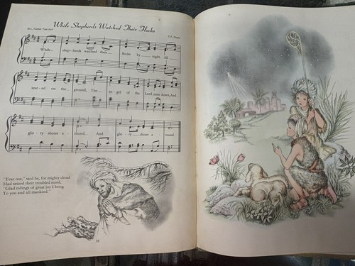 A CHILD'S BOOK OF CHRISTMAS CAROLS 1942 1ST EDITION HC, ILLUSTRATED BY MASHA - Foto 18 di 19