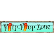 Orange Flip Flop Zone Novelty Metal Street Sign Plaque for Home Door Garage Wall