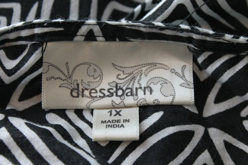 Blusa Adorno Mujer Dressbarn Negro/Blanco Manga Larga Algodón Talla 1X Foto 4 de 4