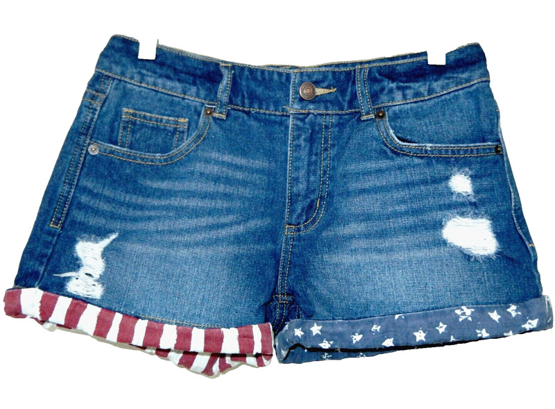Mossimo USA Flag Cuff Distressed Denim Shorts-4