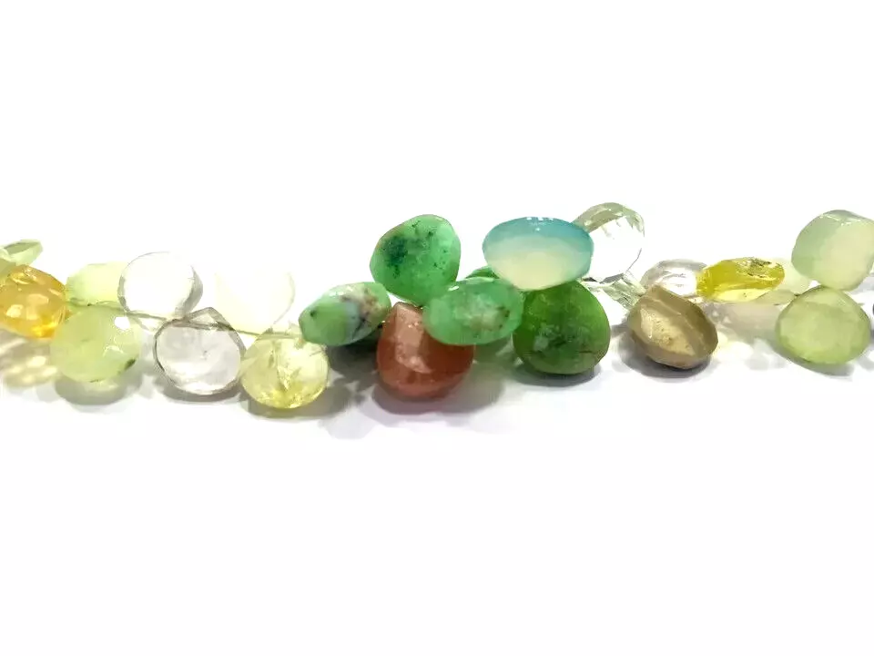 MULTI STONE NATURAL HEART FACETED CUT 7X8-10X11MM LOOSE GEMSTONE BEADS 6"INCH - Image 4 of 4