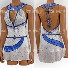 Ice Figure Skating Dress Rhythmic Gymnastics Twirling Competition white