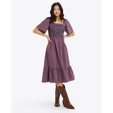 Draper James Deana Belle Plaid Preppy Smocked Midi Dress Red Blue White  Women S