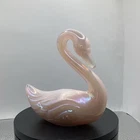 Fenton Glass Iridescent Pink Opalescent Swan Figurine