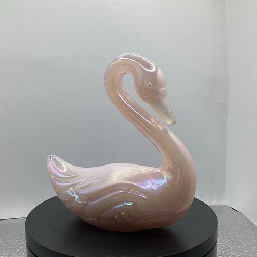 Fenton Glass Iridescent Pink Opalescent Swan Figurine