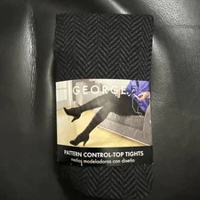 Brand New George Pattern Control-Top Tights Women's Size 3 Black GT708