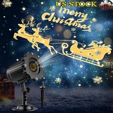 3D Christmas Projector Lights Santa Sleigh Waterproof Indoor Outdoor Decor New