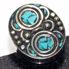 Nepali Tribal Tibetan Turquoise Ethnic Ring Jewelry Size US FreeSize JW