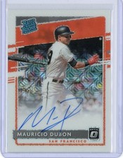 2020 Panini Donruss MLB #RRSMD Mauricio Dubon /99 White Mojo Auto RC Rookie Card. rookie card picture