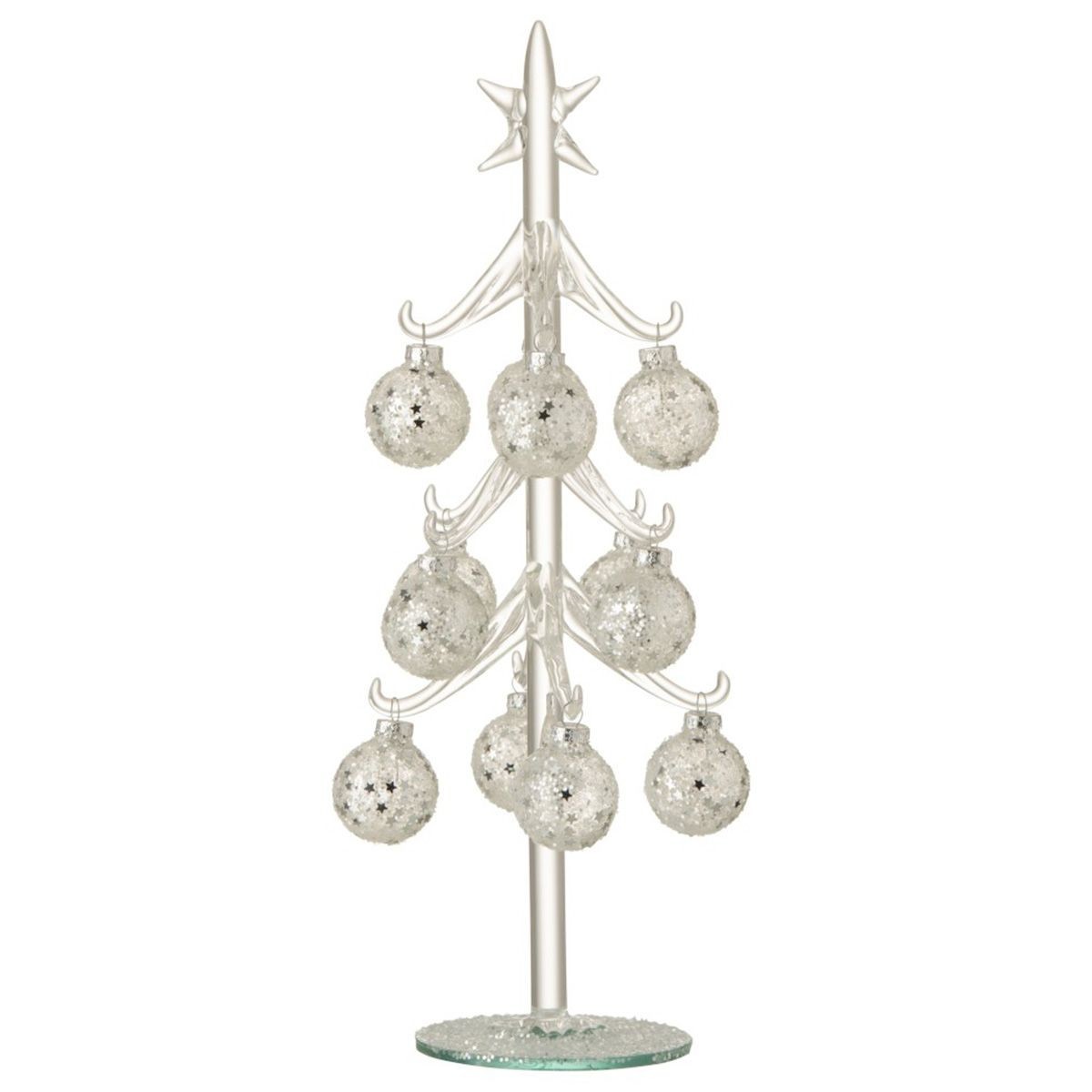 Statuette sapin de Noël argenté 30cm, idée cadeau déco de fête