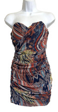 RARE FASHION SIZE 10 MULTICOLOR RUCHED SIDE ZIP BODYCON COCKTAIL DRESS NEW TAGS