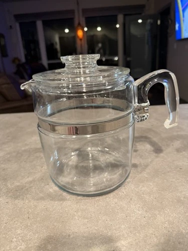 Vintage Pyrex Flamewear 7759 B 9 Cup Coffee Pot W/ Lid Very Good