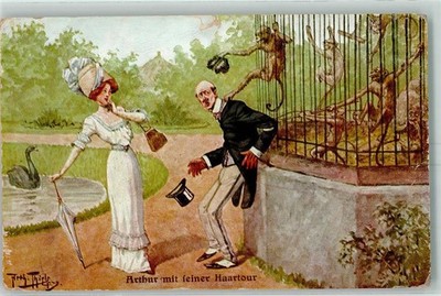 13237960 - F.E.D. Serie 443 Im Zoo Affen AK Thiele, Arthur Gebrauchsspuren