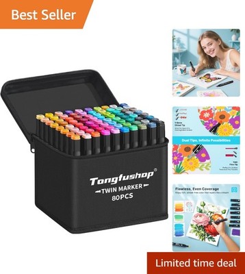 Profi 80 farbige Alkoholmarker - schnelltrocknende Dual Tip Stifte mit Etui