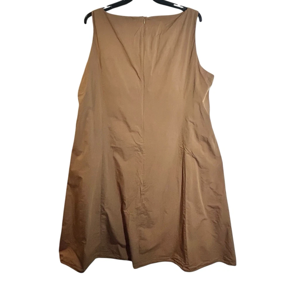 Voyage by Marina Rinaldi Dress Sleeveless Back Zip Brown Cotton Silk Size US 24 - Image 2 of 4