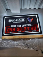 Bud Light Beer Houston Texas Nfl Football Metal Beer Sign Game Day Countdown Led