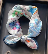 100 Mulberry Silk Scarf Women Neckerchief 20'' Small Square Flower Bandana B49