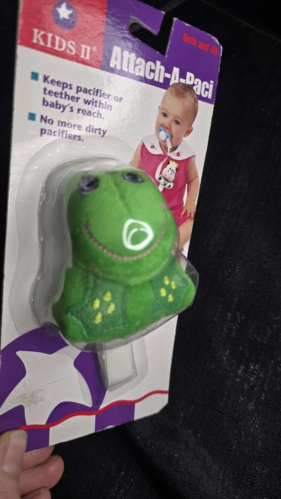 Vintage Kids II frog Plush Pacifier Holder Attach A Paci