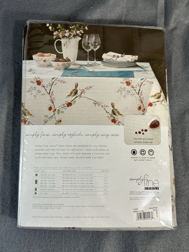 Lenox Chirp Spill Proof Table Cloth 60 X 84 Oval New With Tags - Picture 6 of 6