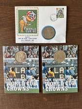I.O.M World Cup 1982 football crowns - 1st day Cover and coin packs (3 coin lot)