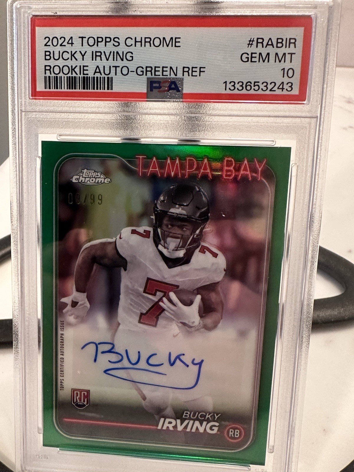 Bucky Irving Topps Chrome Rookie Autographs Variations #RABIR Green Refractor