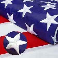 Heavy Duty 3x5 ft American Embroidered US Flag Sewn Stripes, Grommets