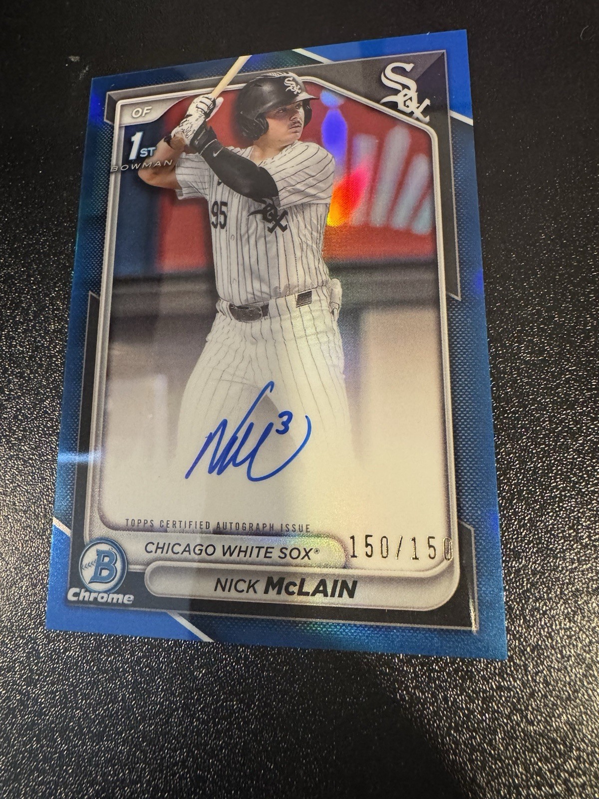 Nick McLain 2024 Bowman Draft Blue Refractor Chrome Auto 1st RC 150/150