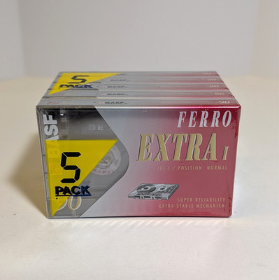 Vintage N.O.S. BASF Ferro Extra I 90 Min Cassettes 5 Pack New Old Stock Sealed