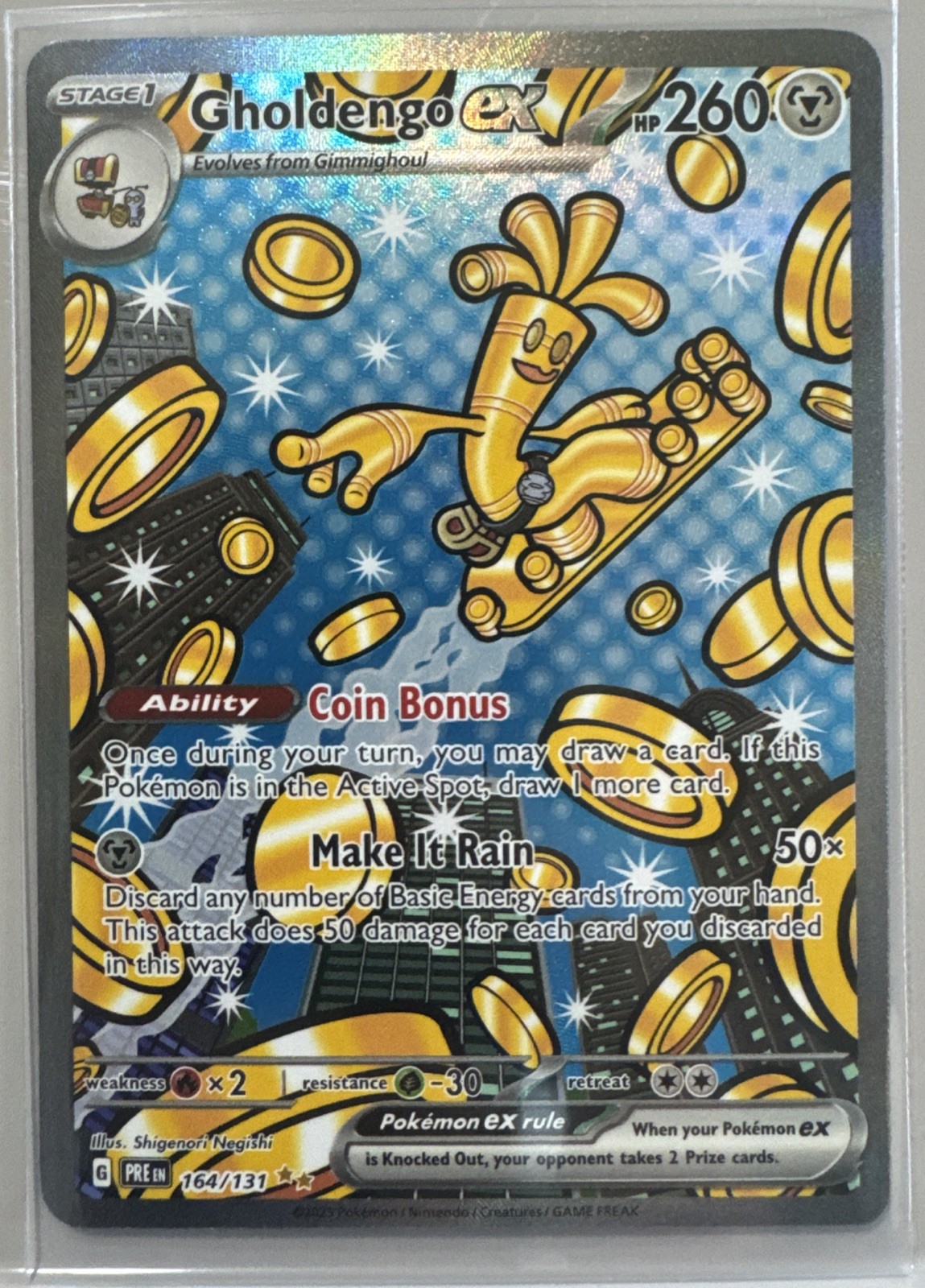Pokémon Gholdengo EX TCG Prismatic Evolutions Card 164/131 NM Condition