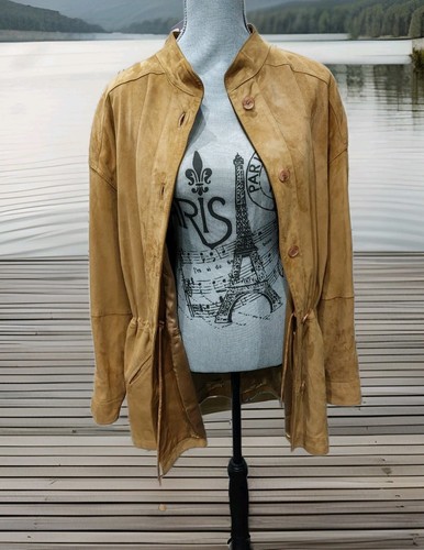 Camel Farbe Wildlederjacke Damen Jacke Retro Vintage Weichtes Leder Blazer Gr.40 - Bild 9 von 15