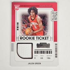 2021-22 Panini NBA Contenders Jalen Green Rookie Ticket Patch Relic White Red