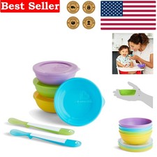 Safe  Stylish 10-Piece Baby Feeding Set, Includes Leak-Proof Bowls and Spoons