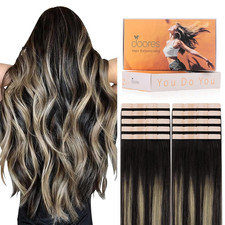 DOORES Tape in Hair Extensions, Natural Black to Light Blonde 18 Inch 50g 10pcs,