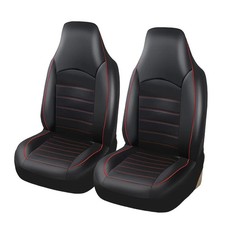 2 Front Universal PU Leather Car Seat Covers High Back Bucket Seat Cover Set for