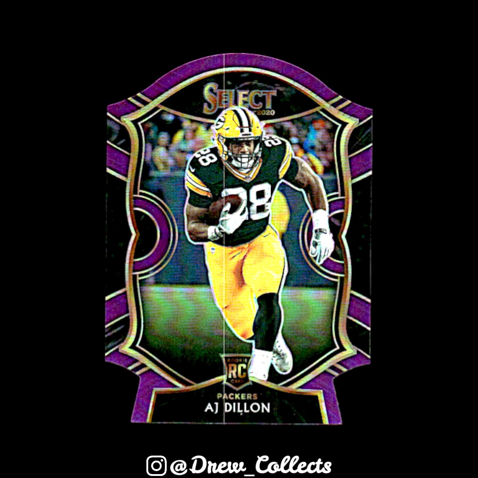 2020 Panini Select #65 AJ Dillon Purple Prizm Die Cut