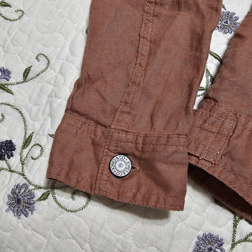 Jones New York Rust Brown 100% Linen Button Up Shacket Shirt Jacket Size Small - Image 4 of 4