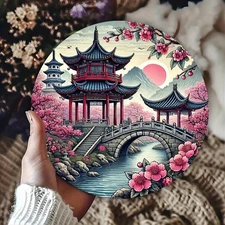 1pc 2D 1pc 7.87x 7.87inch Round Aluminum Metal Wall Art- Traditional East Asian