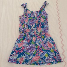 LILLY PULITZER Girls Dress Romper Colorful Print Cotton S 4-5 