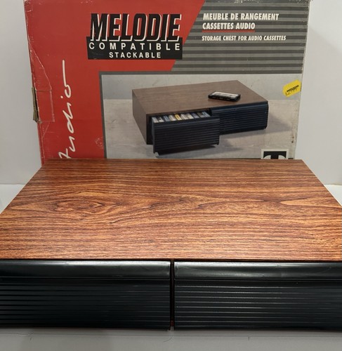 Vintage Audio Cassette Storage Drawer – Holds 40 Tapes – Black Woodgrain Finish - Picture 5 of 14